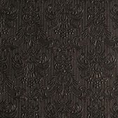 45x stuks Servetten zwart barok stijl 3-laags - elegance - barok patroon - Feest artikelen - feest decoraties