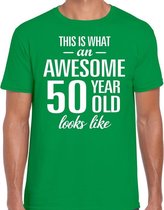 Awesome 50 year / 50 jaar cadeau t-shirt groen heren M