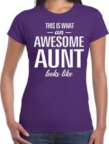 Awesome aunt / tante cadeau t-shirt paars dames M