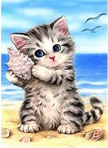 Diamond painting pakket compleet Kitten 34x24cm rond