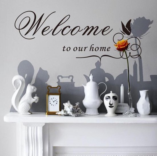"Welcome to our home" Muursticker voor decoratie in Huis | 25x60cm |