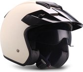 Moto S78 Creme wit, Jethelm Politie helm scooter, motor of snorfietshelm XS 53-54cm hoofdomtrek