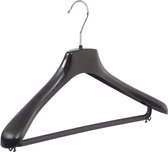De Kledinghanger Gigant - 30 x Mantel / kostuumhanger kunststof zwart met schouderverbreding en broeklat, 42 cm
