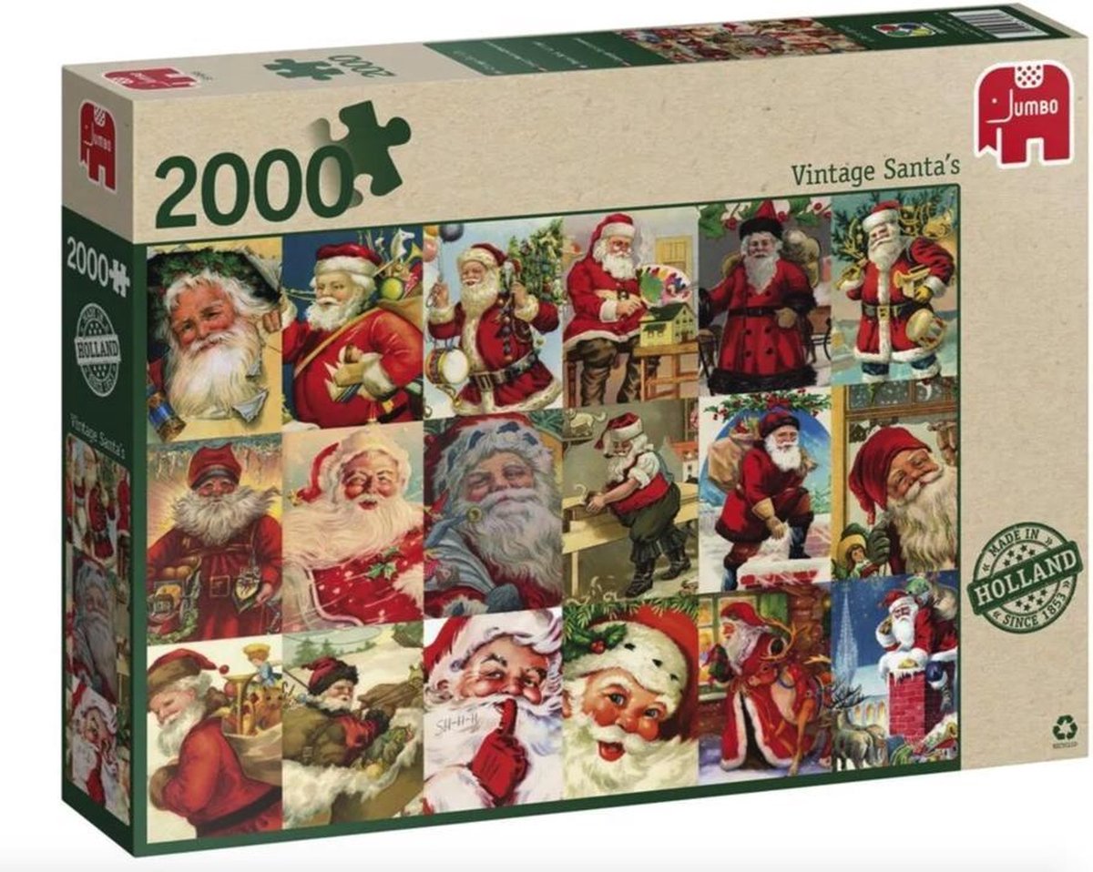 Jumbo Premium Collection Puzzel Vintage Santa's - Legpuzzel - 2000 stukjes