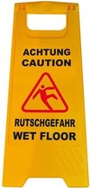 Set de 2x panneau d'avertissement jaune sur sol glissant - 58 cm x 28 cm - Attention au panneau de sol glissant - panneau de vadrouille / panneau de sécurité