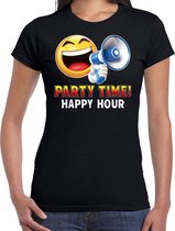 Funny emoticon t-shirt Party time happy hour zwart dames L