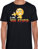 Funny emoticon t-shirt E is MC you stupid zwart heren M