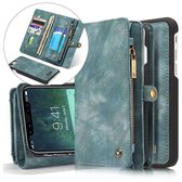 CaseMe Vintage Portemonnee Hoesje iPhone XS / X - Blauw