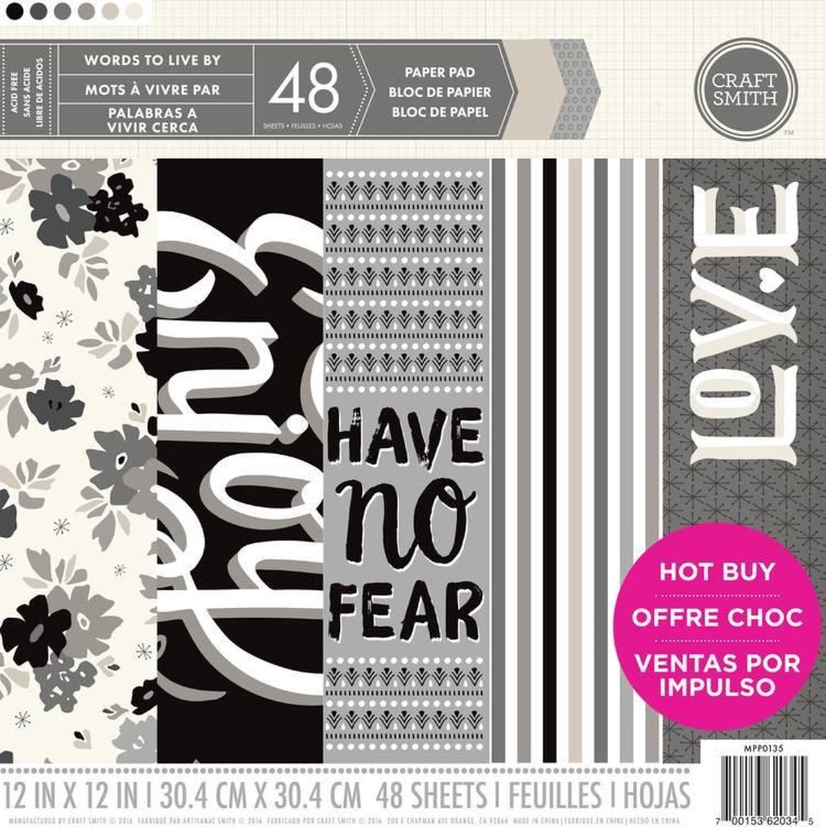 Craft Smith: Words To Live By Paper Pad 12*12" (MPP0135)