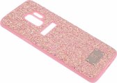 Puloka Samsung Galaxy S9 Pink Glitter Steentjes Back Cover TPU Hoesje