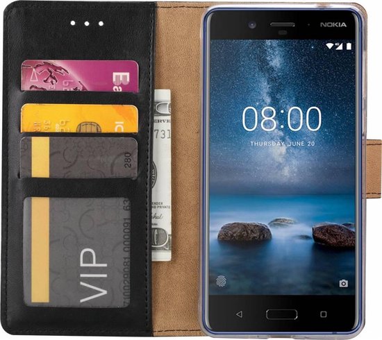 capaciteit stout Verbergen Portemonnee hoesje voor Nokia 3 book case met pasjes Zwart | bol.com