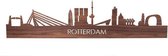 Skyline Rotterdam Notenhout - 80 cm - Woondecoratie design - Wanddecoratie met LED verlichting