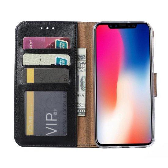 Bookcase Geschikt voor: iPhone 11 Pro - zwart - portemonee hoesje + 2X Tempered Glass Screenprotector
