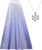 Elsa cape blauw Elsa jurk prinsessen jurk verkleedkleding + ketting