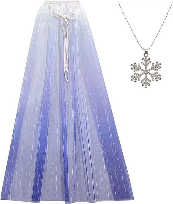 Elsa cape blauw Elsa jurk prinsessen jurk verkleedkleding + ketting sneeuwvlok kinderen