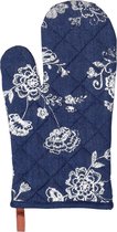 Ovenhandschoen | 16*30 cm | Blauw | 100% Katoen | bloemen | Clayre & Eef | DED44