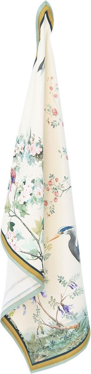 Clayre & Eef Theedoek 50x70 cm Beige Katoen Tropisch Motief