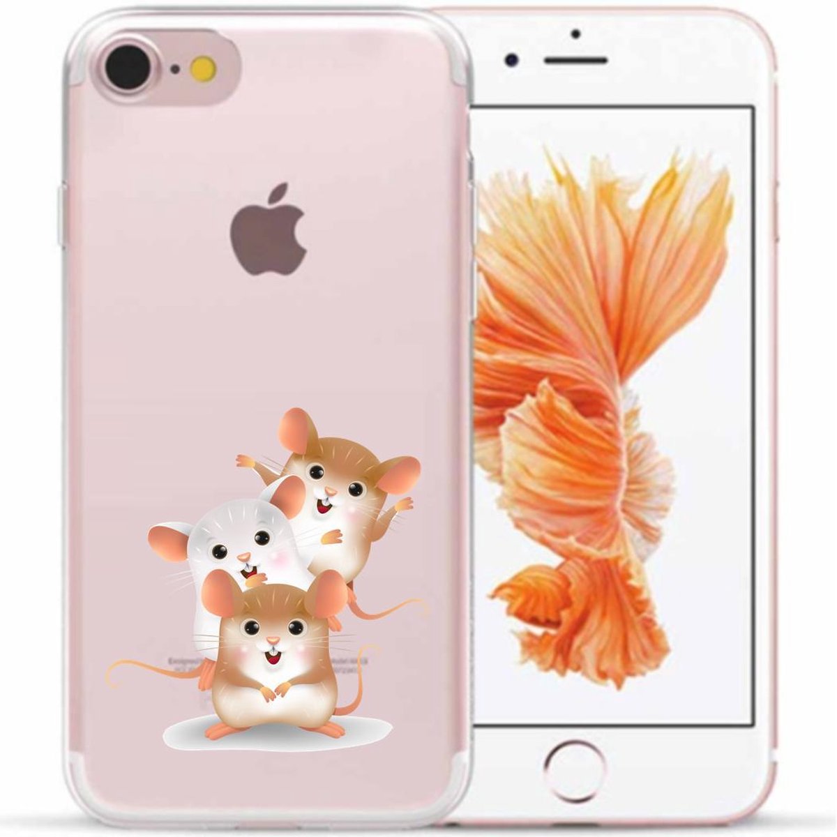Apple Iphone 7 / 8 / SE2020 / SE2022 Transparant siliconen telefoonhoesje 3 hamsters