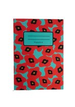 Notitieboek - A5 - Klaproos - Rood - Turquoise - Gelijnd - Lijntjes - Softcover - Klaprozen - Gelijnd - Werk - Studie - Dagboek