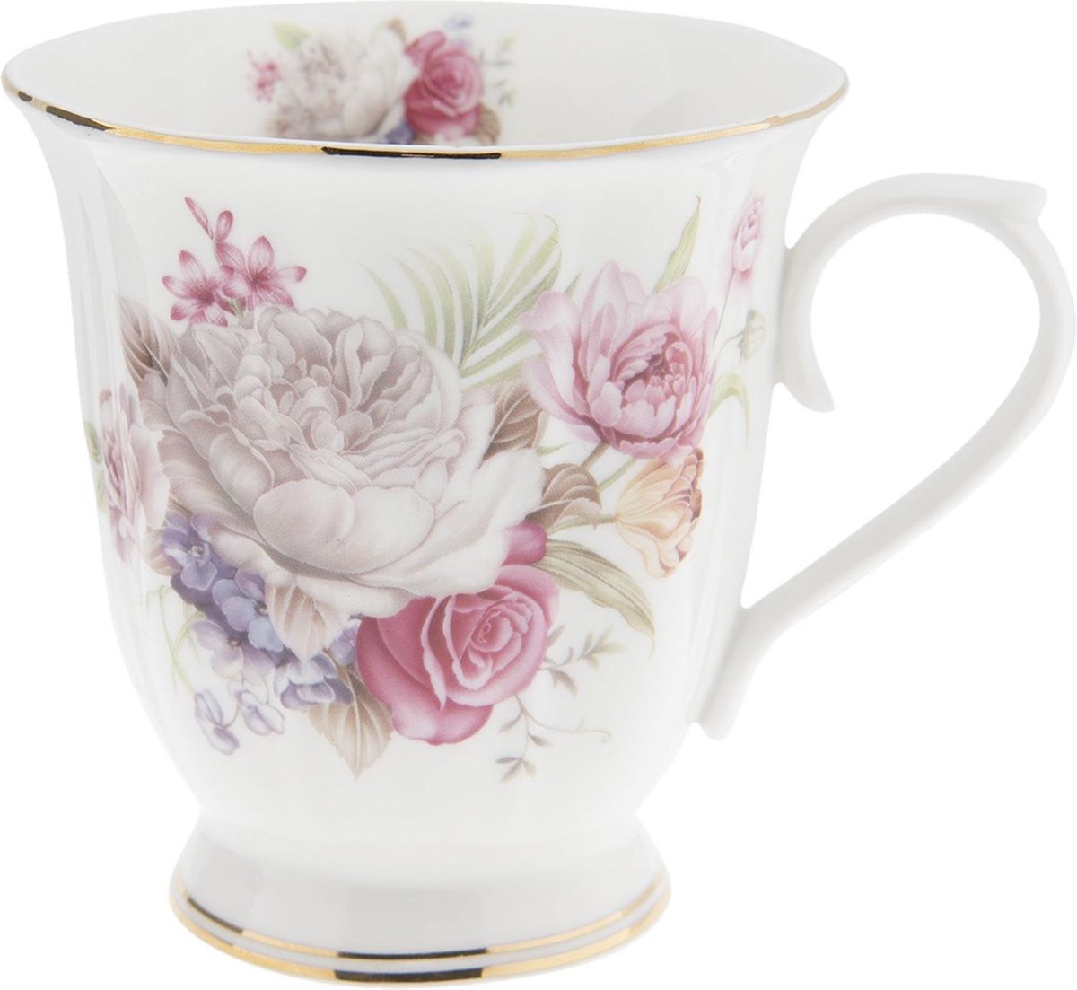 Clayre & Eef Mok 200 ml Roze Wit Porselein Bloemen
