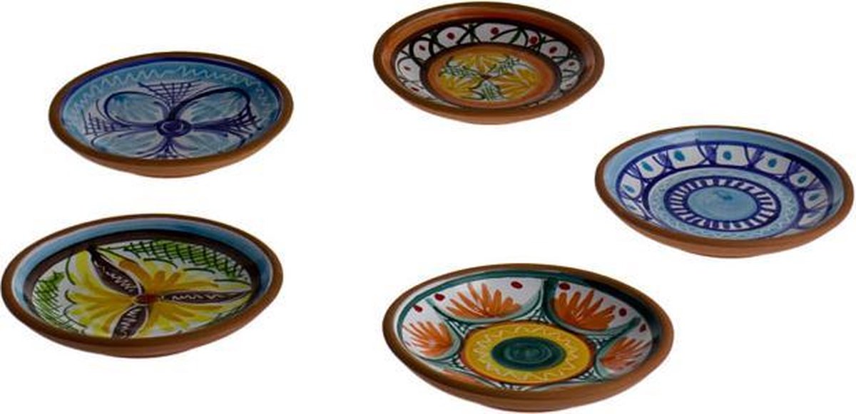 Spaanse servies, 6 stuks tapa'sbordjes handbeschilderd