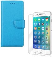 Bookcase Geschikt voor: iPhone 7 Plus / 8 Plus - turquoise - portemonee hoesje + 2X Tempered Glass Screenprotector