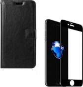 iPhone 7 Plus / 8 Plus - Bookcase zwart - portemonee hoesje + 2X Full cover Tempered Glass Screenprotector