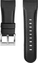 Black leather strap with steel clasp