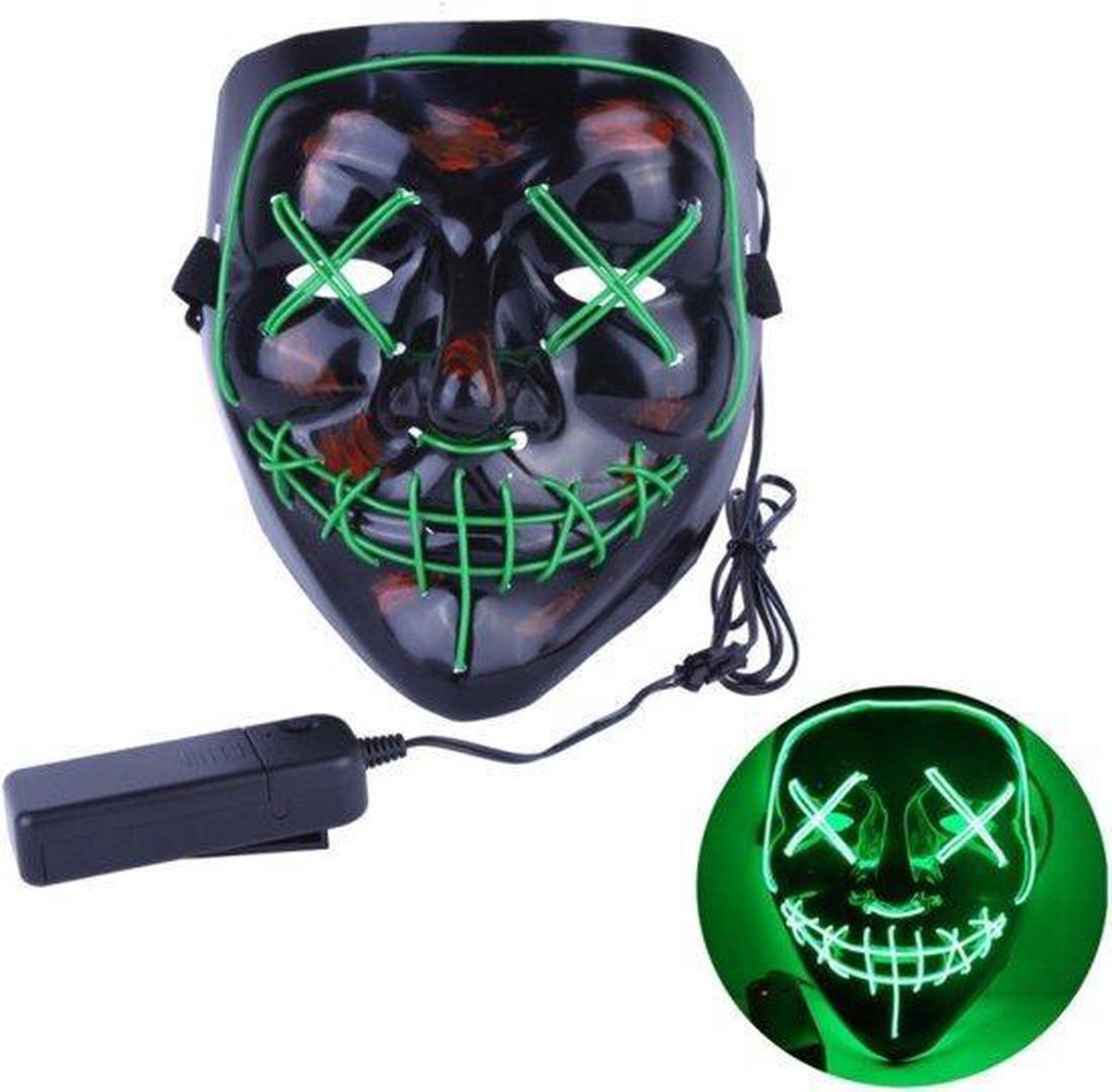 Led Masker Groen DJ Masker Halloween Masker V for vendetta masker The Purge Verlichting