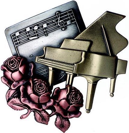 Drie kleuren broche piano/roos