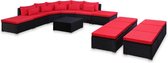 Tuin Loungeset Rood (Incl LW Fleece deken) - Lounge bank tuin - Tuinbank - Loungebank - Tuinset - Tafelset tuin - Bistroset