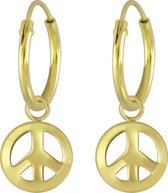 Joy|S - Zilveren Peace bedel oorbellen 14k goudplating oorringen