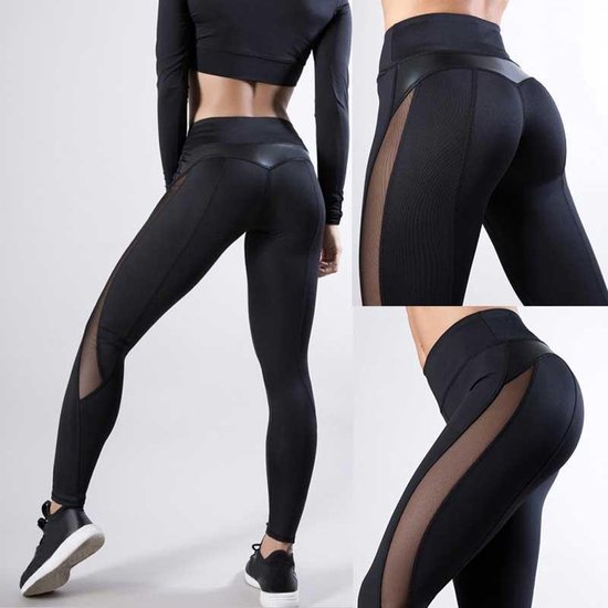 Marxistisch Aftrekken Geroosterd Yoga legging dames elastische taille zwart met mesh accessoires maat XL  (44) | bol.com