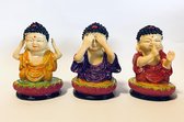 Figurines ZEN Buddha Hear See Silence 5X7.5X5CM peintes à la main