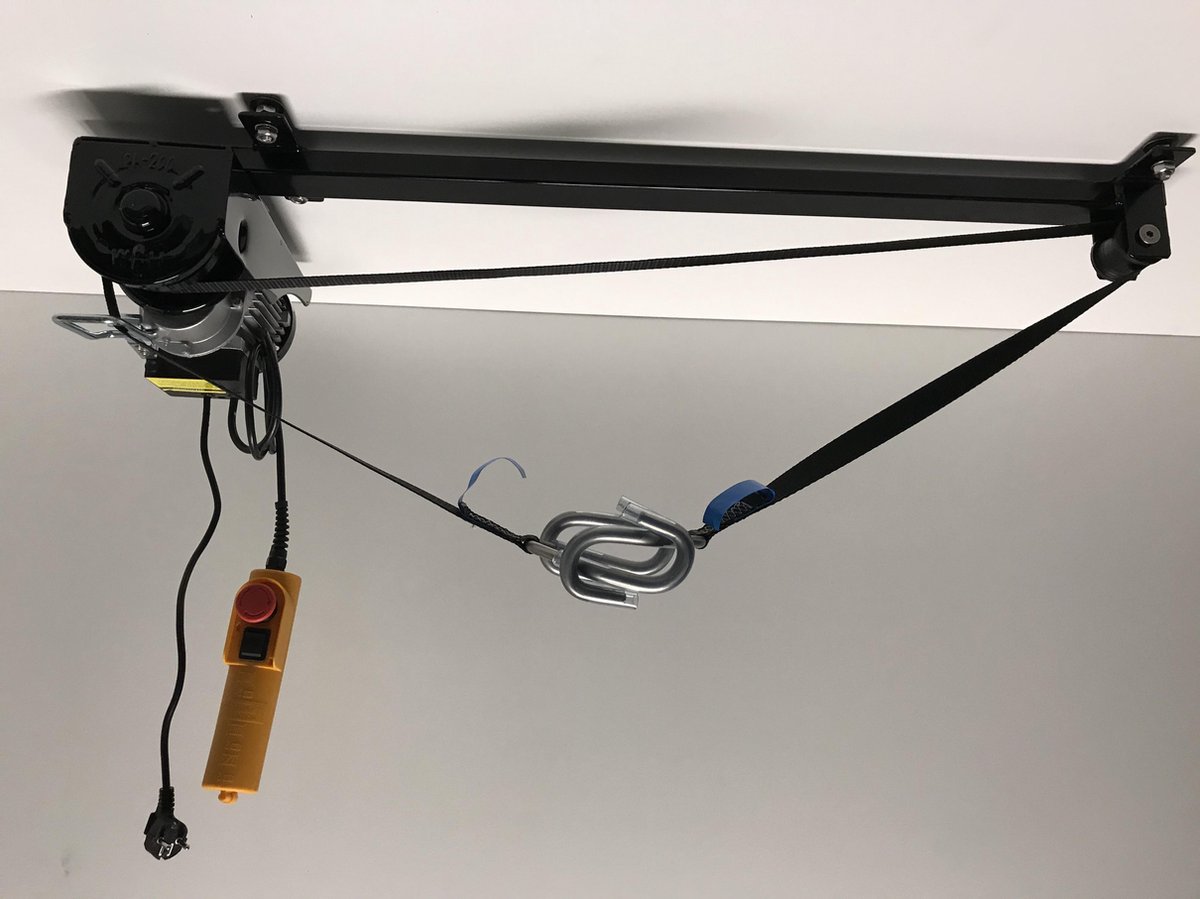 Takel en Co Electrische Fietslift zwart met zwarte hijsbanden 125kg met CE-Keur certificering