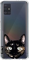 Casetastic Samsung Galaxy A51 (2020) Hoesje - Softcover Hoesje met Design - Peeking Kitty Print