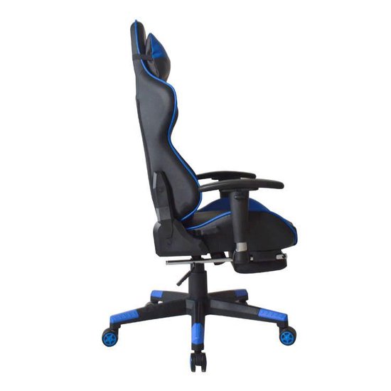 Gamestoel Thomas met voetsteun - bureaustoel racing gaming - ergonomisch - zwart blauw - VDD Gaming