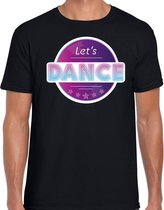 Lets Dance disco/feest t-shirt zwart voor heren - zwarte dance /disco seventies feest shirts M