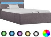 Bedframe met hydraulische opslag en LED stof taupe 100x200 cm
