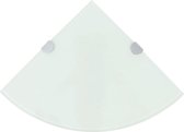 Hoekschap met chromen dragers wit 25x25 cm glas