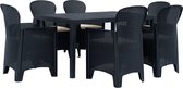 7-delige Tuinset rattan-look kunststof antraciet