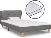 Bed met traagschuim matras stof lichtgrijs 90x200 cm