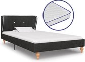 Bed met traagschuim matras jute donkergrijs 90x200 cm