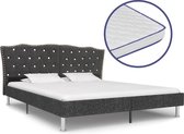 Bed met traagschuim matras stof donkergrijs 160x200 cm