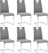 Eetkamerstoelen 6 st kunstleer grijs