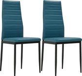 Eetkamerstoelen 2 st kunstleer oceaanblauw