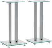 Speakerstandaarden zuil-ontwerp gehard glas zilver 2 st