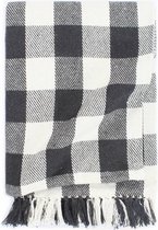 Plaid geblokt 220x250 cm katoen antraciet