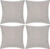 Kussenhoezen linnen look 80 x 80 cm beige 4 stuks