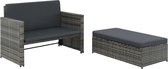 2-delige Loungeset met kussens - Poly rattan - Grijs - 123x117x66 cm